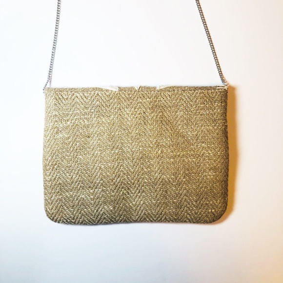 CHARMING CHARLIE WOVEN BEADED CREAM ENVELOPE BAG - Picture 2 of 3